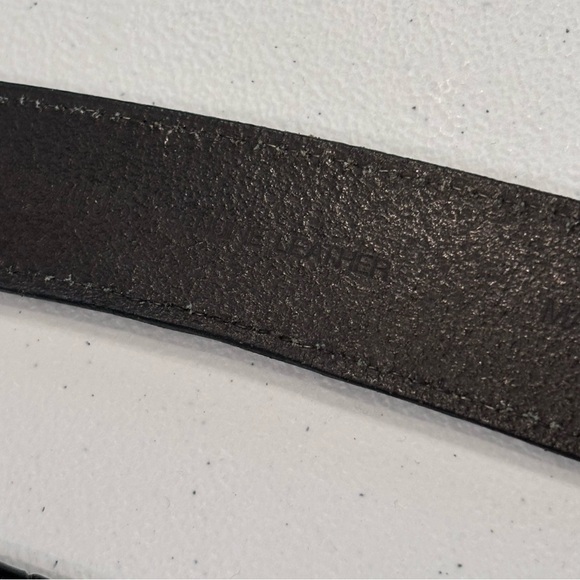 2 Leather Mens Belts Coach Braided Black 5922 Brown Sz 42 Gold Tone Brass - Picture 9 of 11